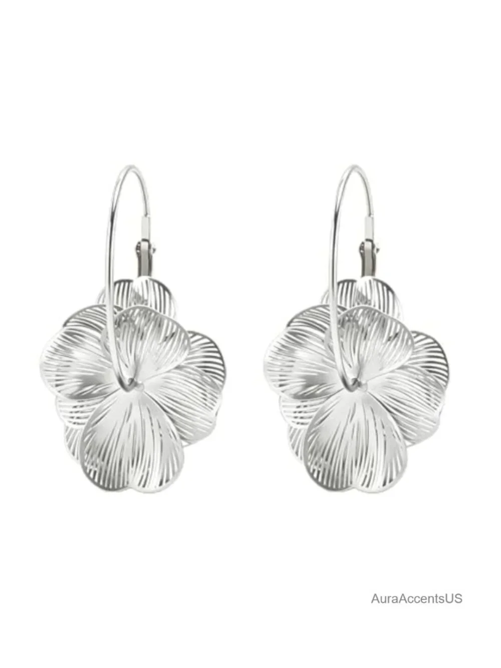 Gold Floral Drop Earrings for Women Statement Chunky Wedding Jewelry Gift